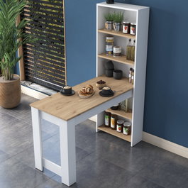 Hanah Home Mesa de Cocina Escandinava Nogal y Blanco